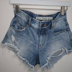 Zara Premium Wash Trafaluc Denim Distress Shorts